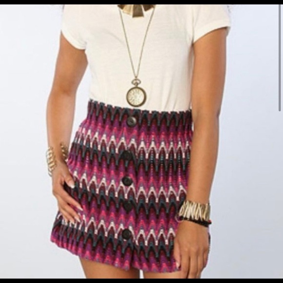 Free people button down chevron sweater retro skirt - Picture 1 of 7